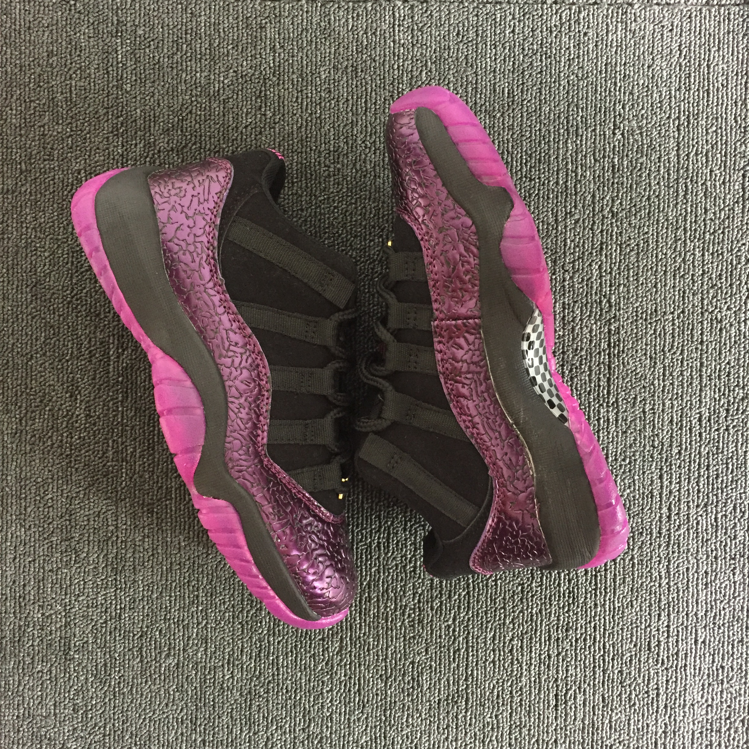 Women Air Jordan 11 Crack Black Pink Shoes - Click Image to Close